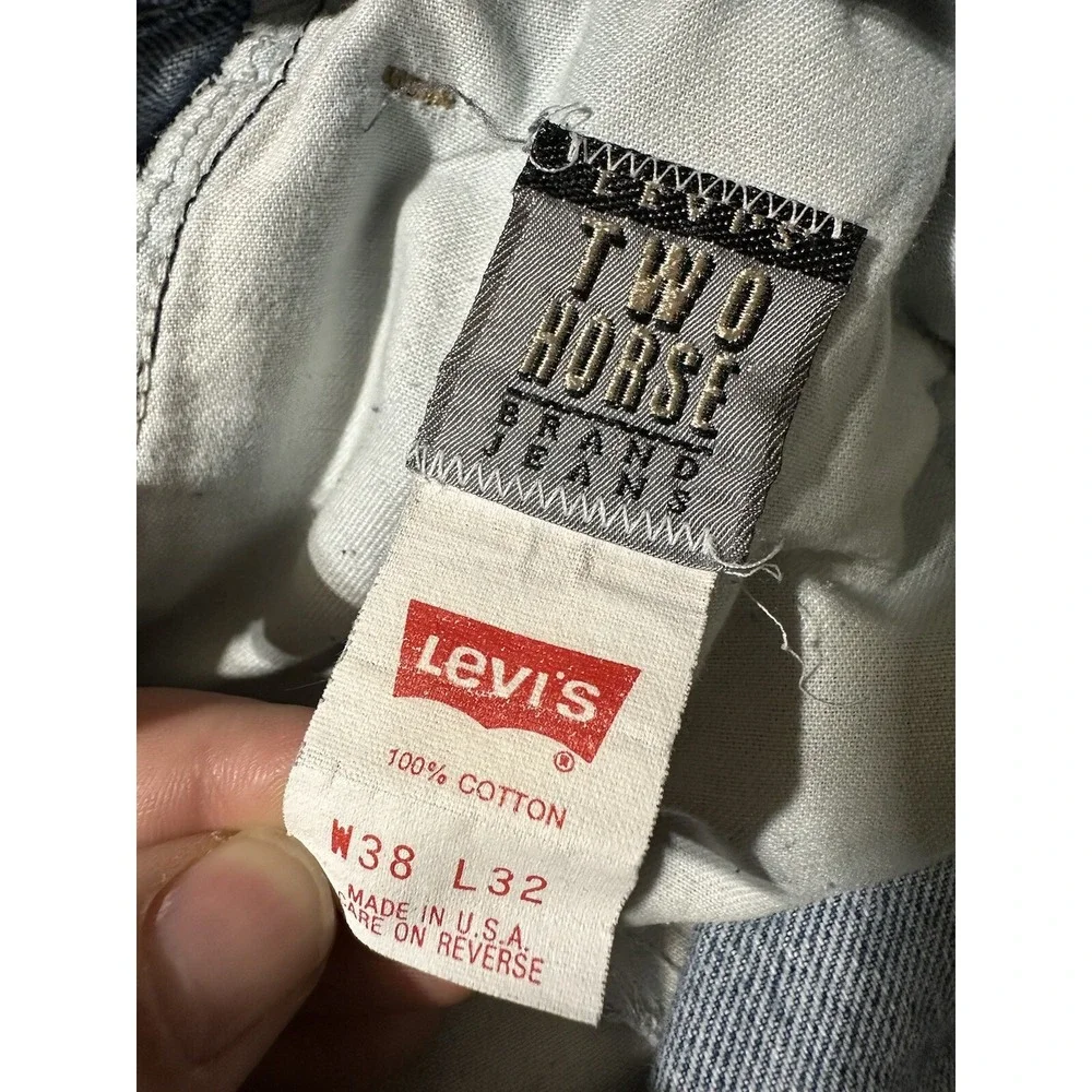 Levi's Gold Tab Two Horse Brand Blue Jeans Denim Mens Size 38x32 Vintage 80s EUC